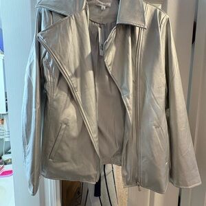 Stylish Silver Leather Jacket for Women